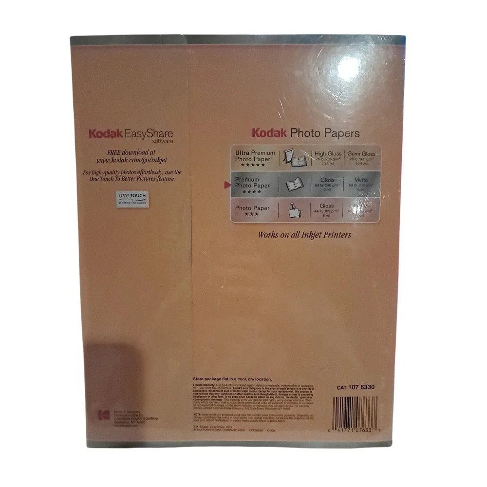 Kodak Premium Photo Paper Gloss 100 sheet count 64 lb 9 mil 8x5 x 11